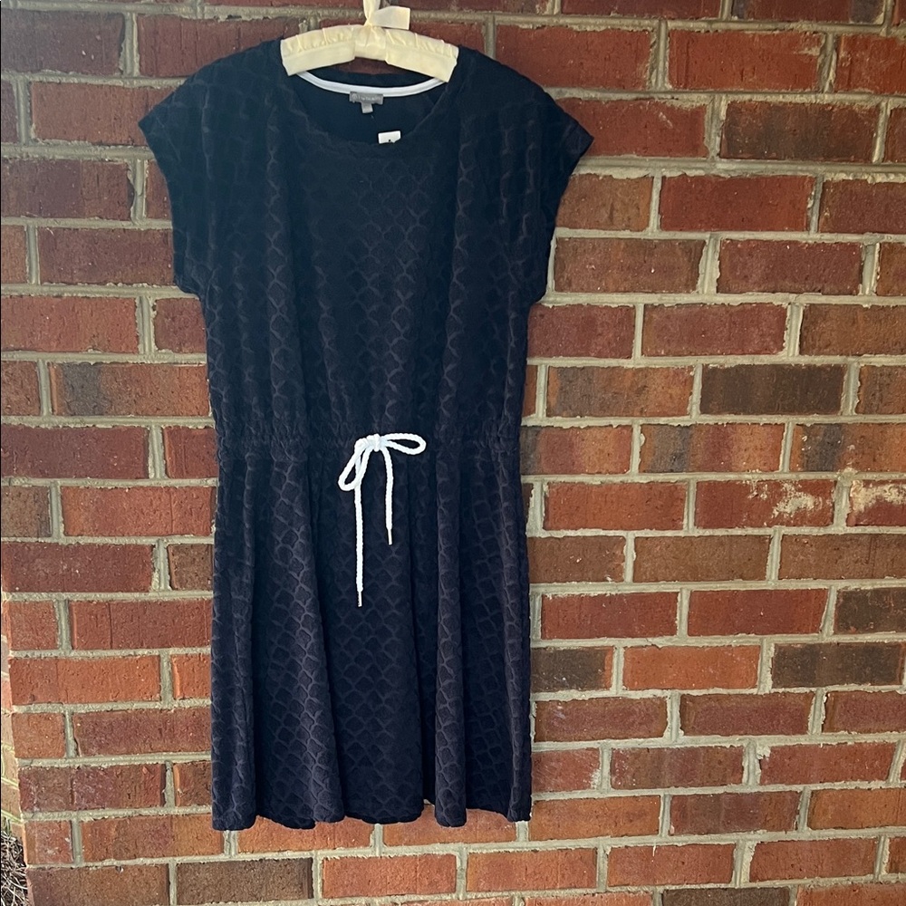 Talbots navy terry Dress with White  drawstring waist